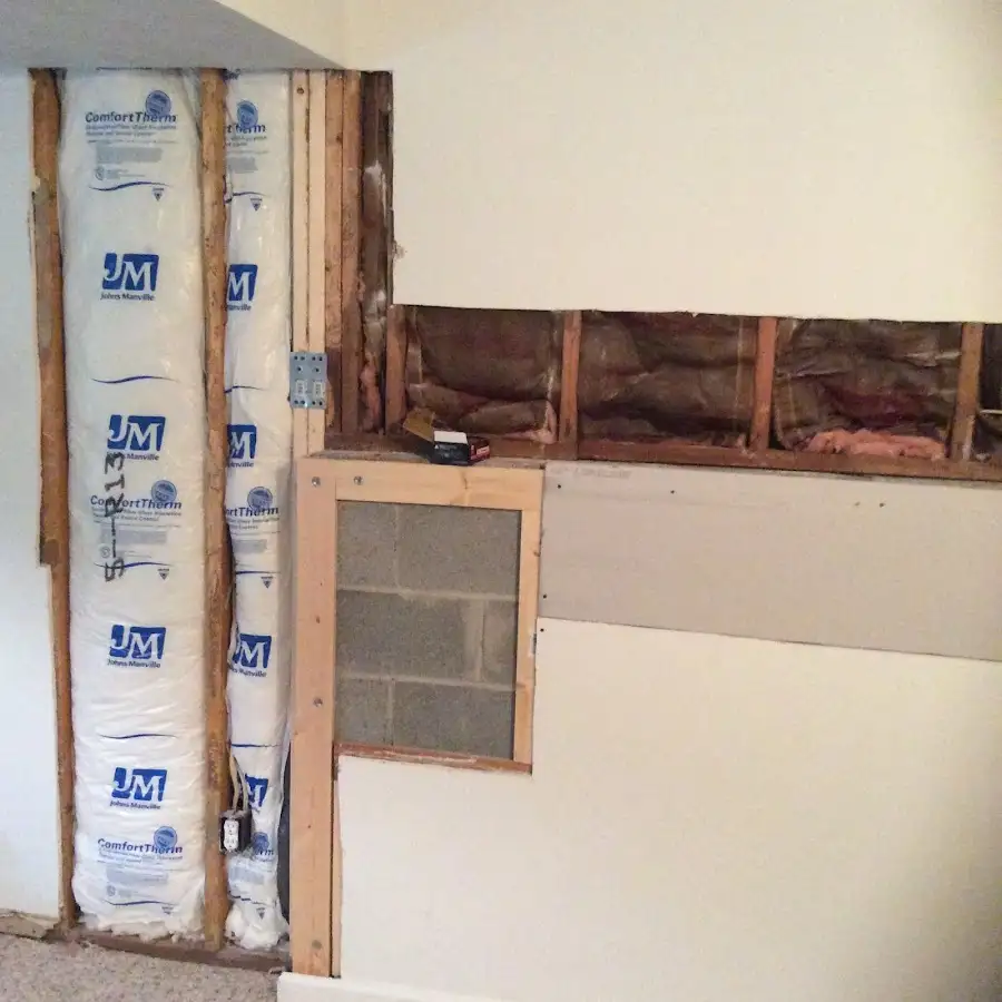 Wall insulation replacement during Basement Flood Cleanup in McNair